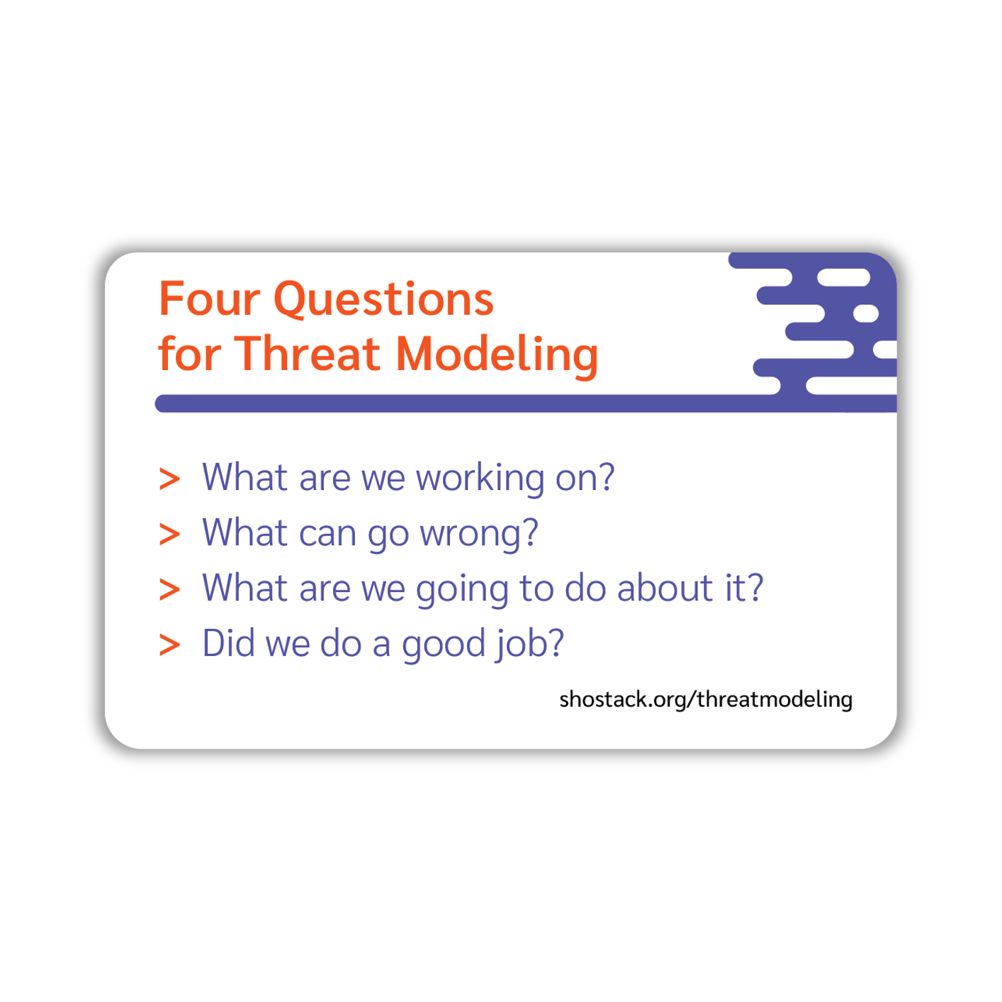 Threat Modeling Wallet cards  by Adam Shostack (pack of 10)