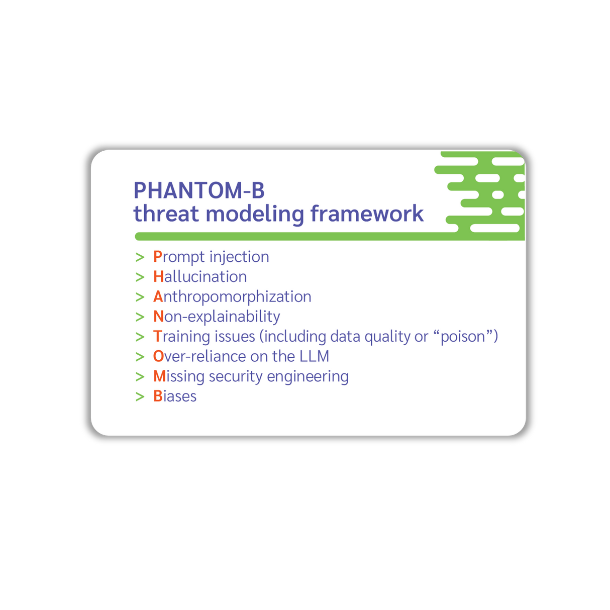 PHANTOM-B Wallet cards  by Adam Shostack (pack of 10)