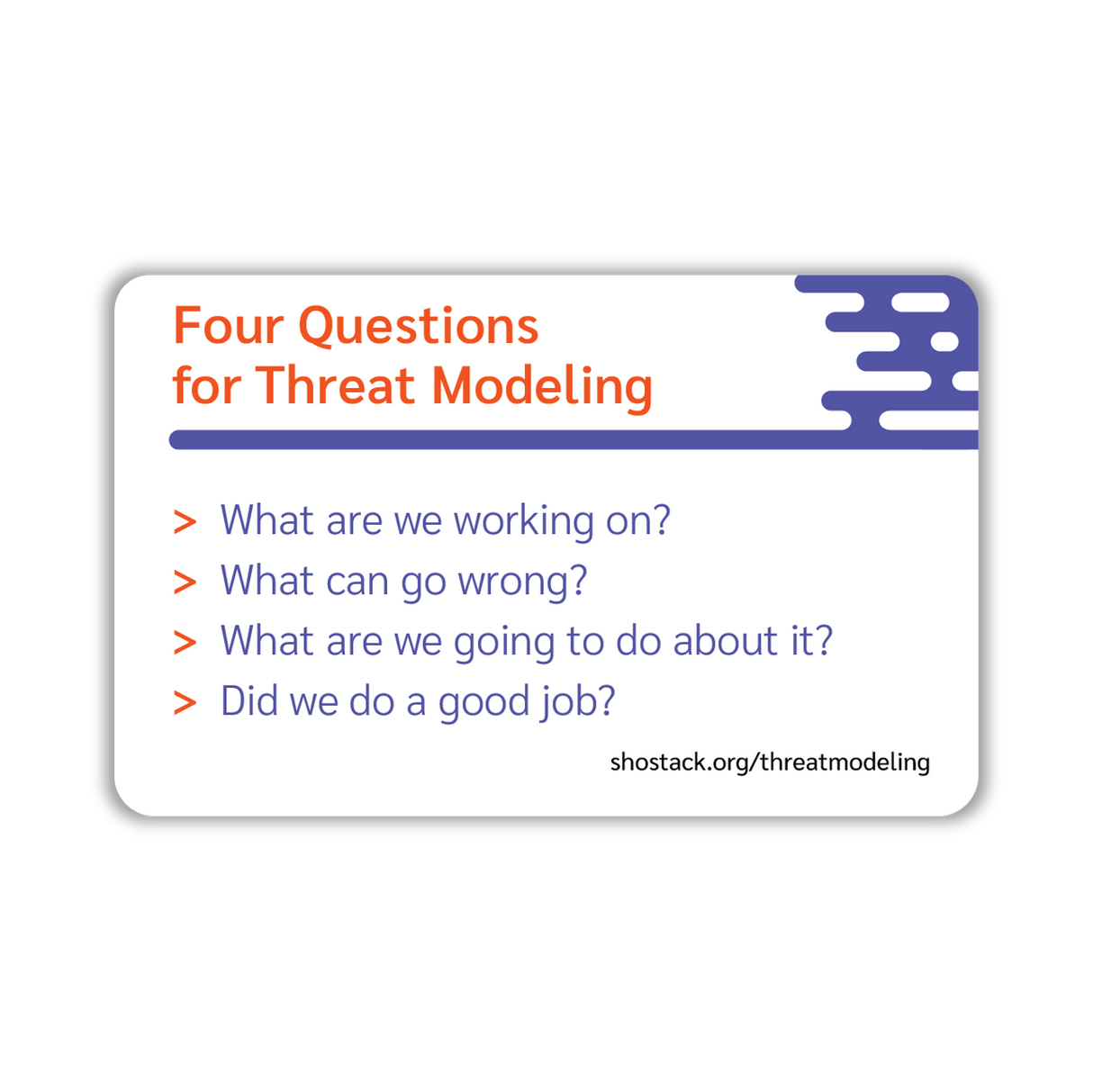 Threat Modeling Wallet cards  by Adam Shostack (pack of 10)